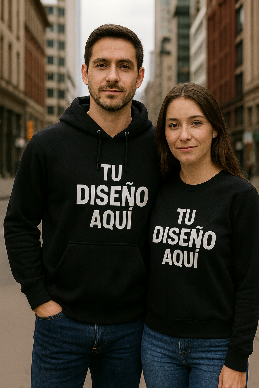Hoodie Premium Personalizado para Parejas ❤️ (Sin Cremallera)